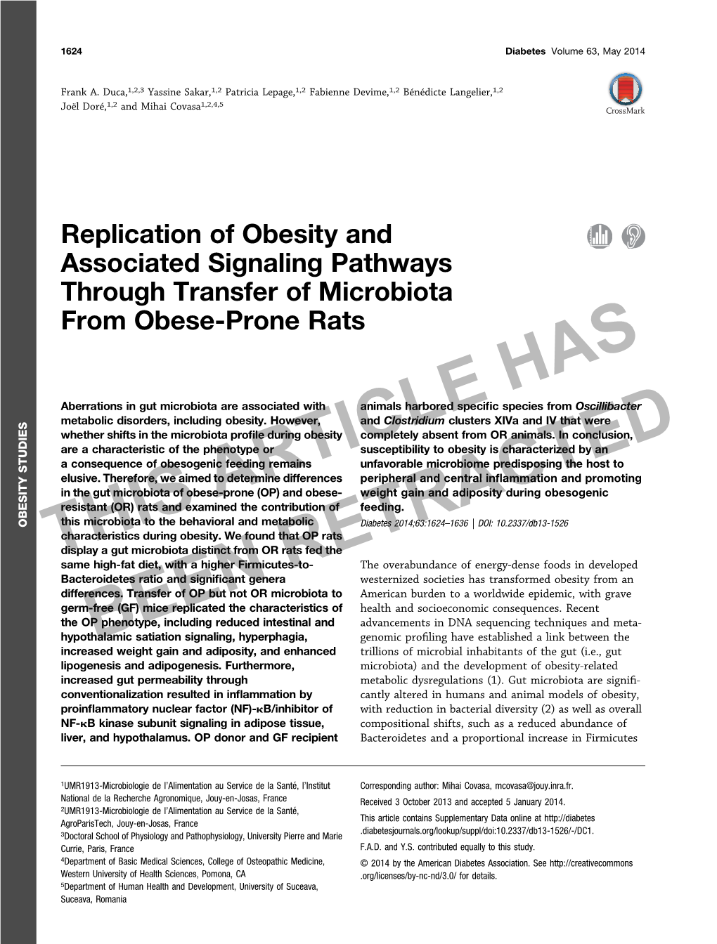 Replication of Obesity and Associated Signaling Pathways Through