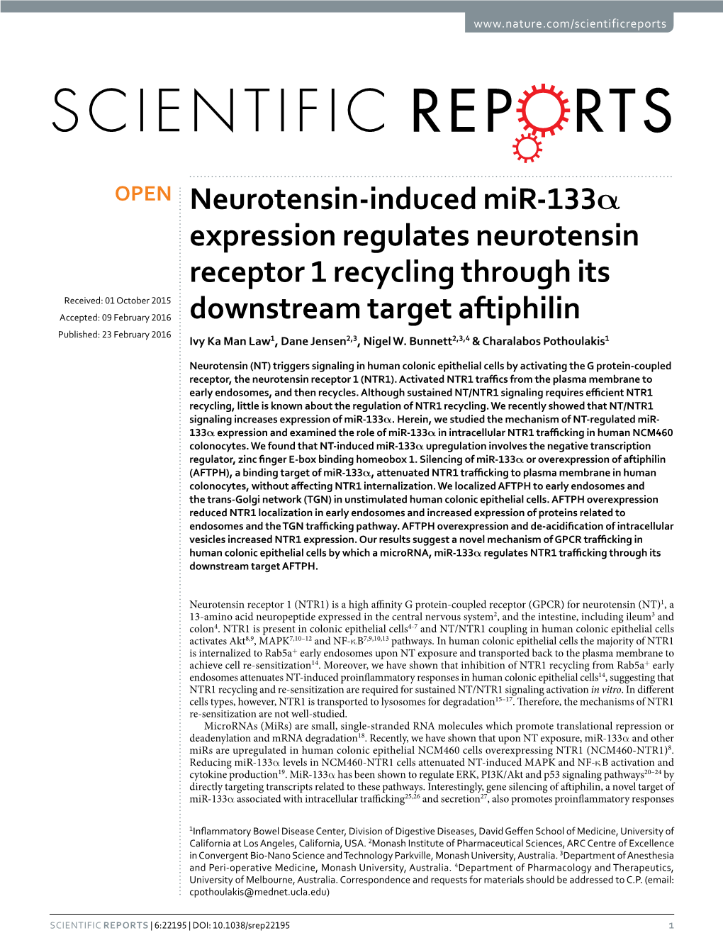 Neurotensin-Induced Mir-133Α Expression Regulates Neurotensin