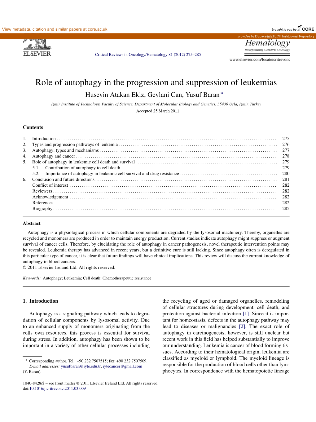 Role of Autophagy in the Progression and Suppression of Leukemias