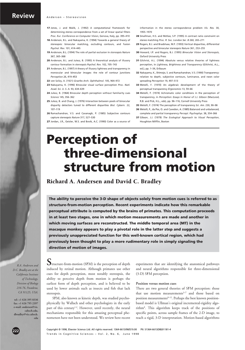 Perception of Three-Dimensional Structure from Motion Richard A