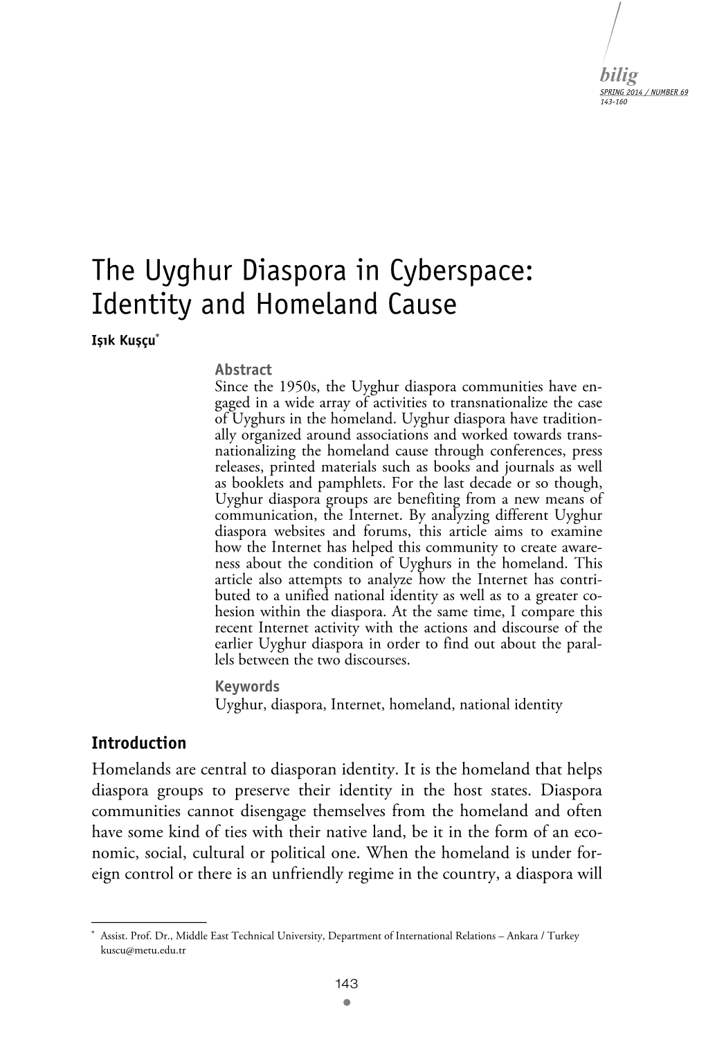 The Uyghur Diaspora in Cyberspace