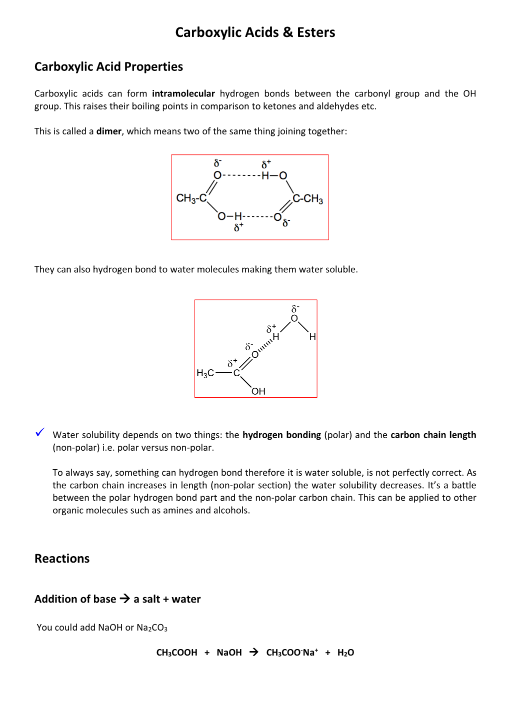 Carboxylic Acids & Esters