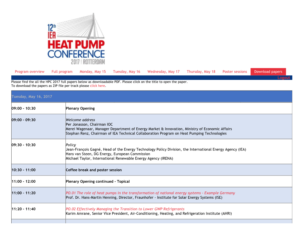 12Th IEA Heat Pump Programme and Papers