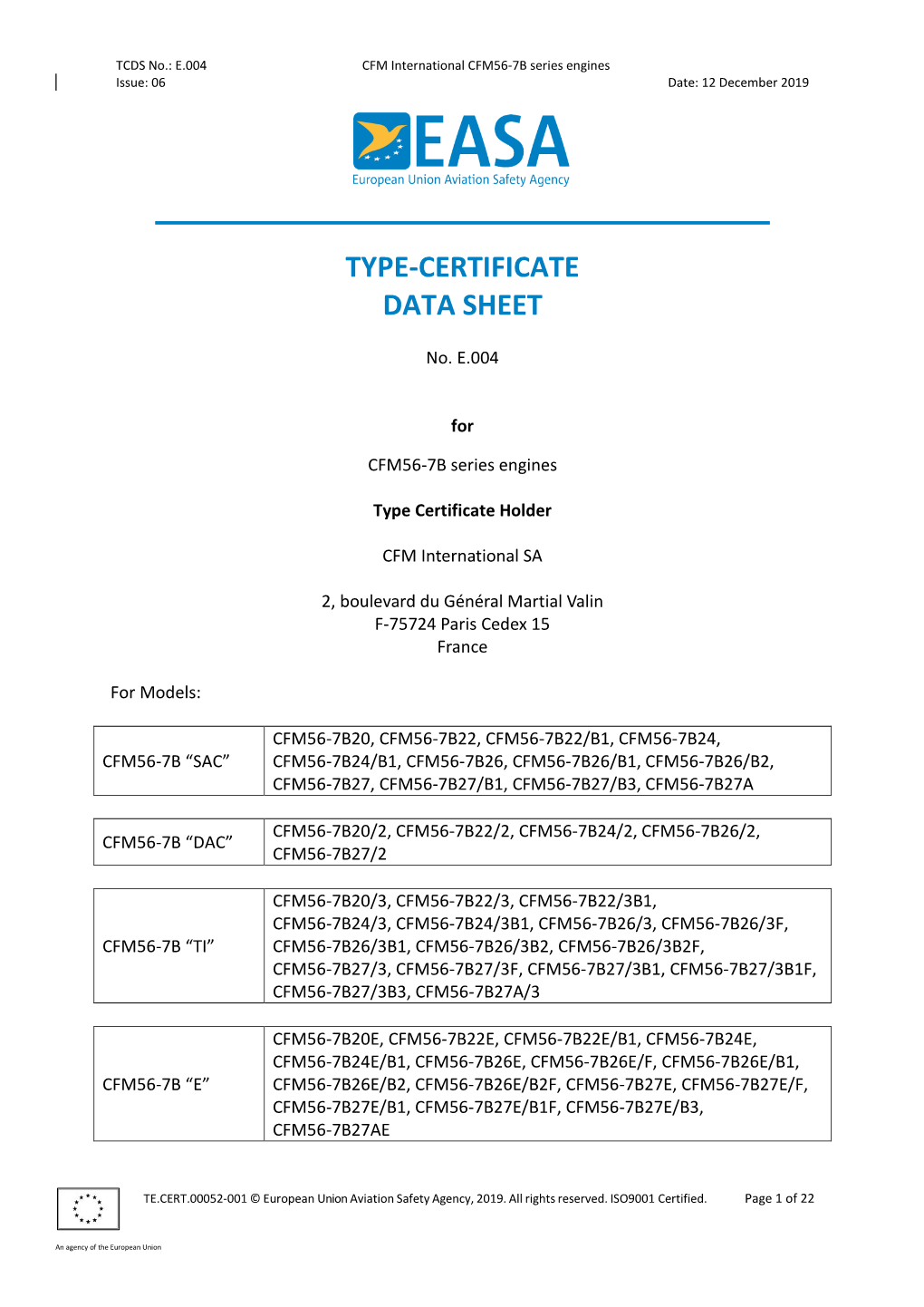 Type-Certificate Data Sheet