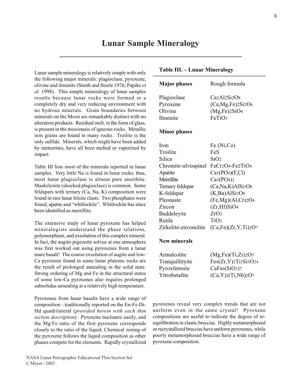 Lunar Sample Mineralogy