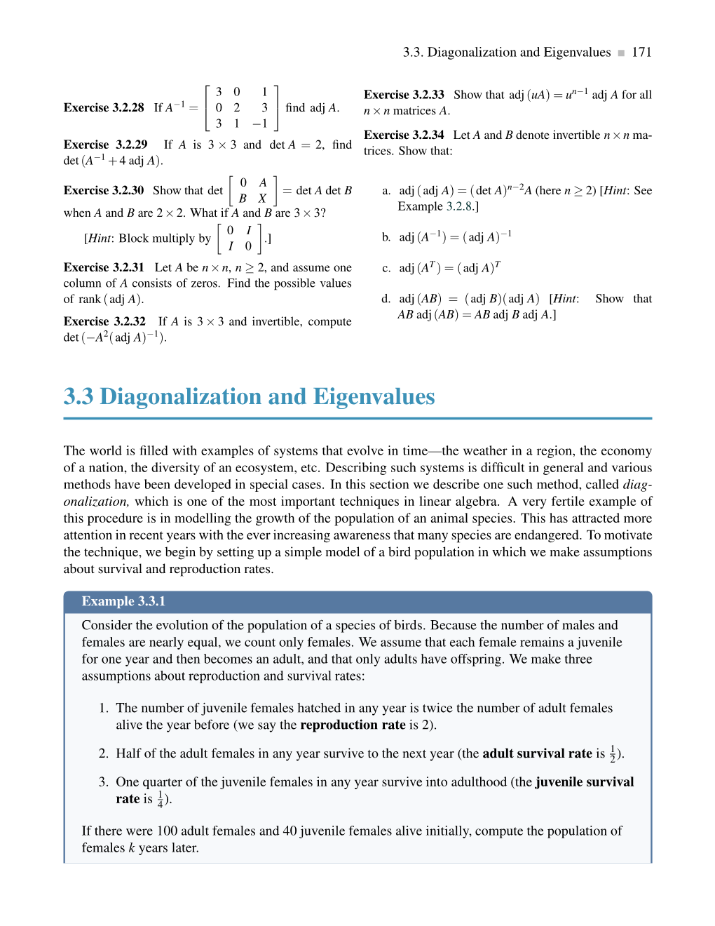 3.3 Diagonalization and Eigenvalues