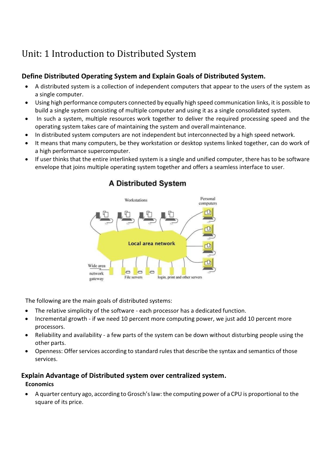 Unit: 1 Introduction to Distributed System