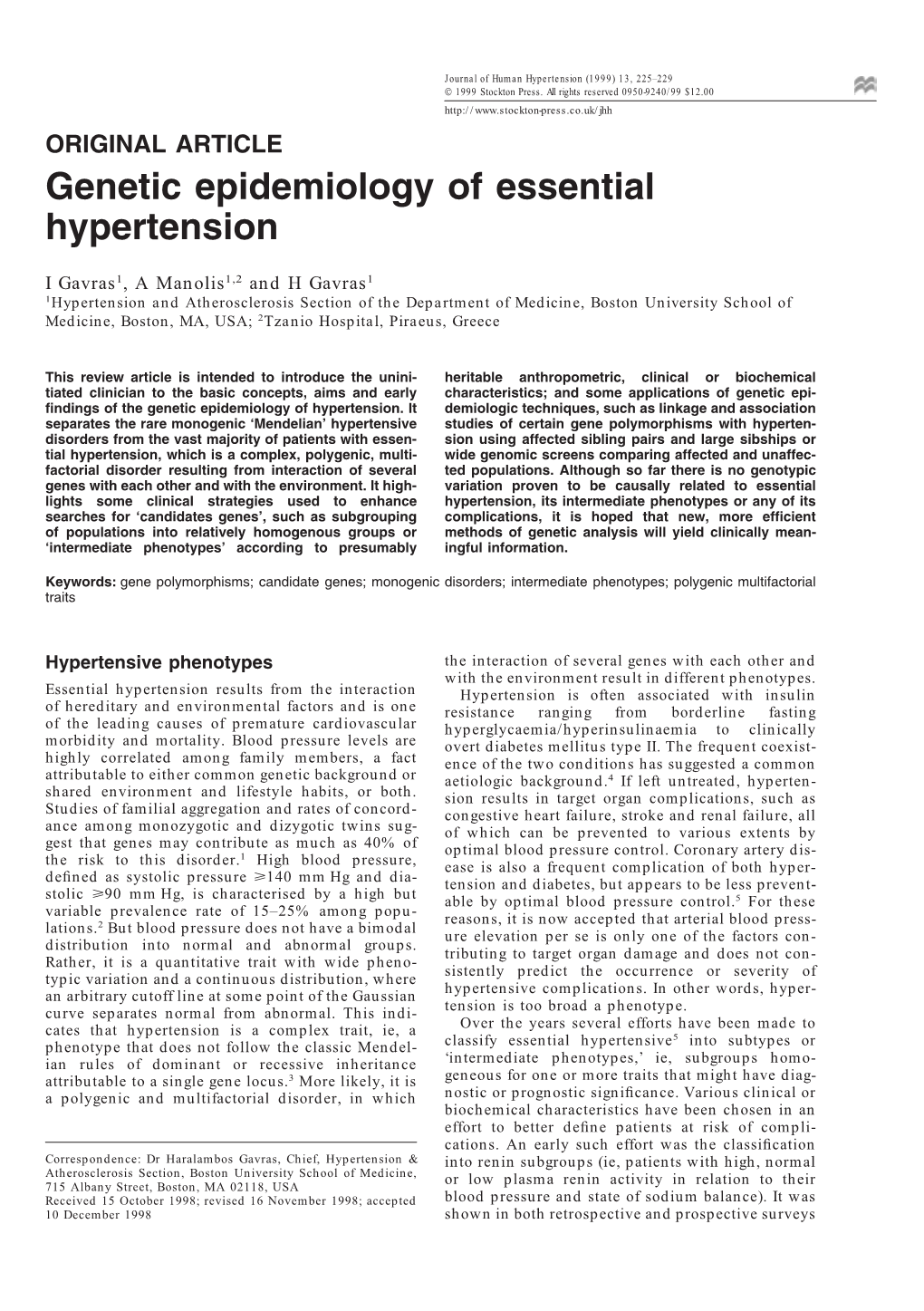 Genetic Epidemiology of Essential Hypertension