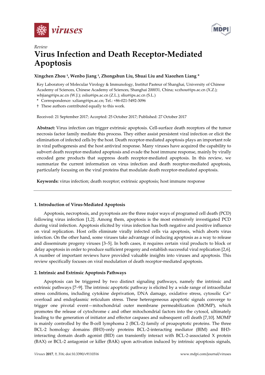 Review Virus Infection and Death Receptor-Mediated Apoptosis