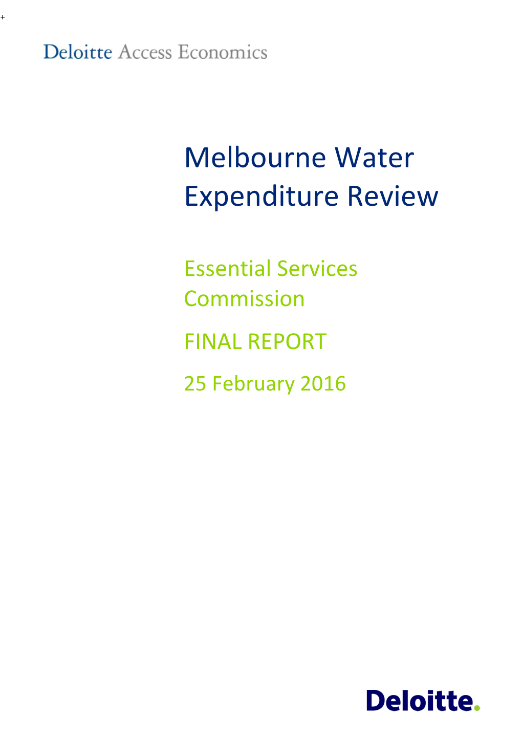 Melbourne Water Expenditure Review