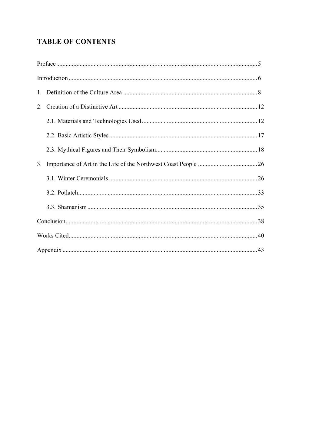 Table of Contents