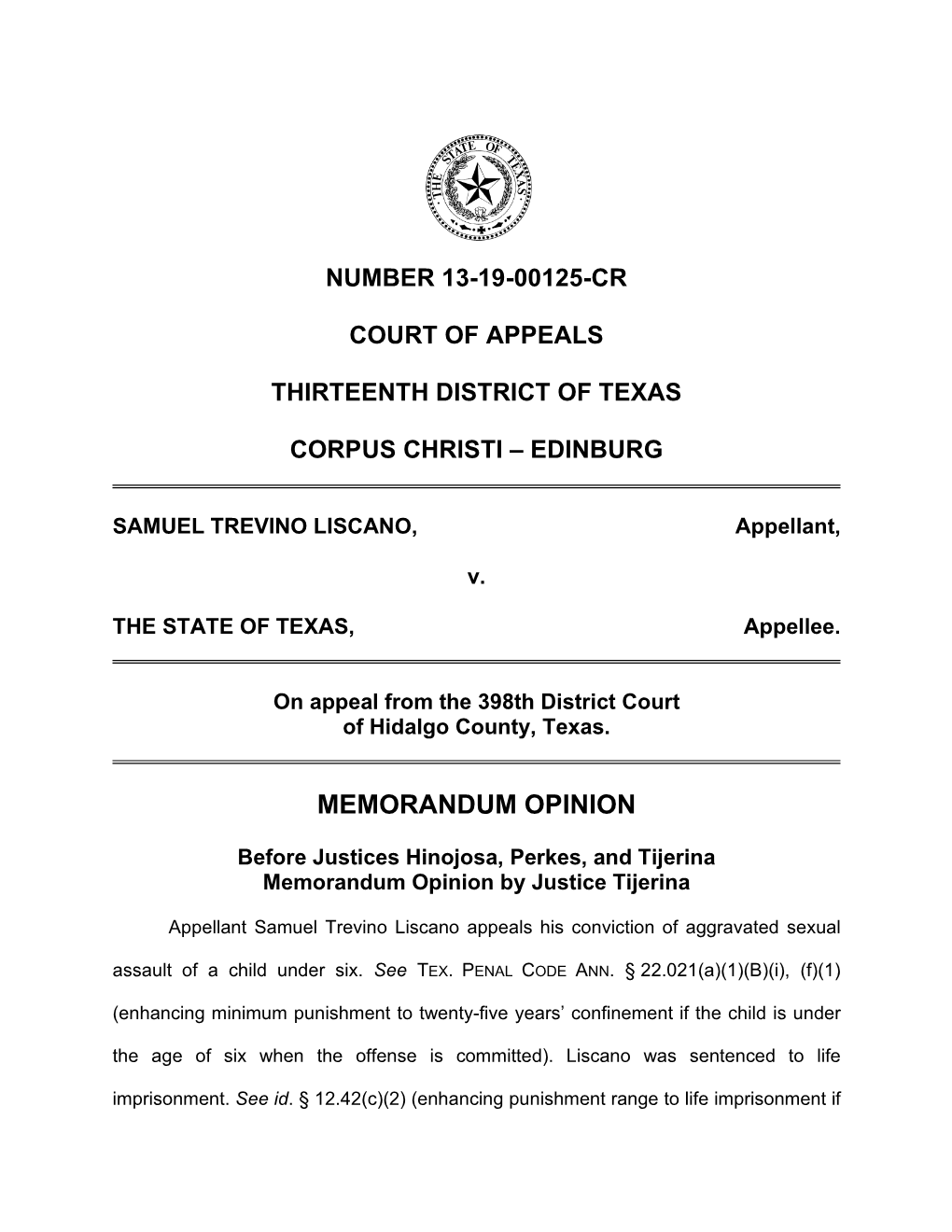 13-19-00125-CR Liscano V State of Texas