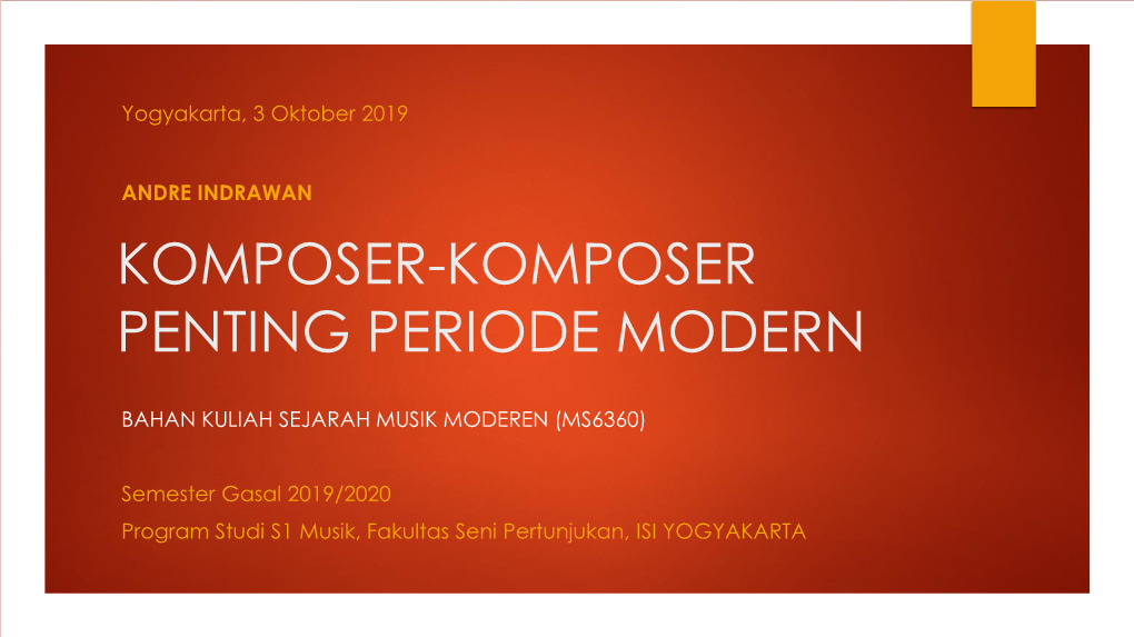 Komposer-Komposer Penting Periode Modern