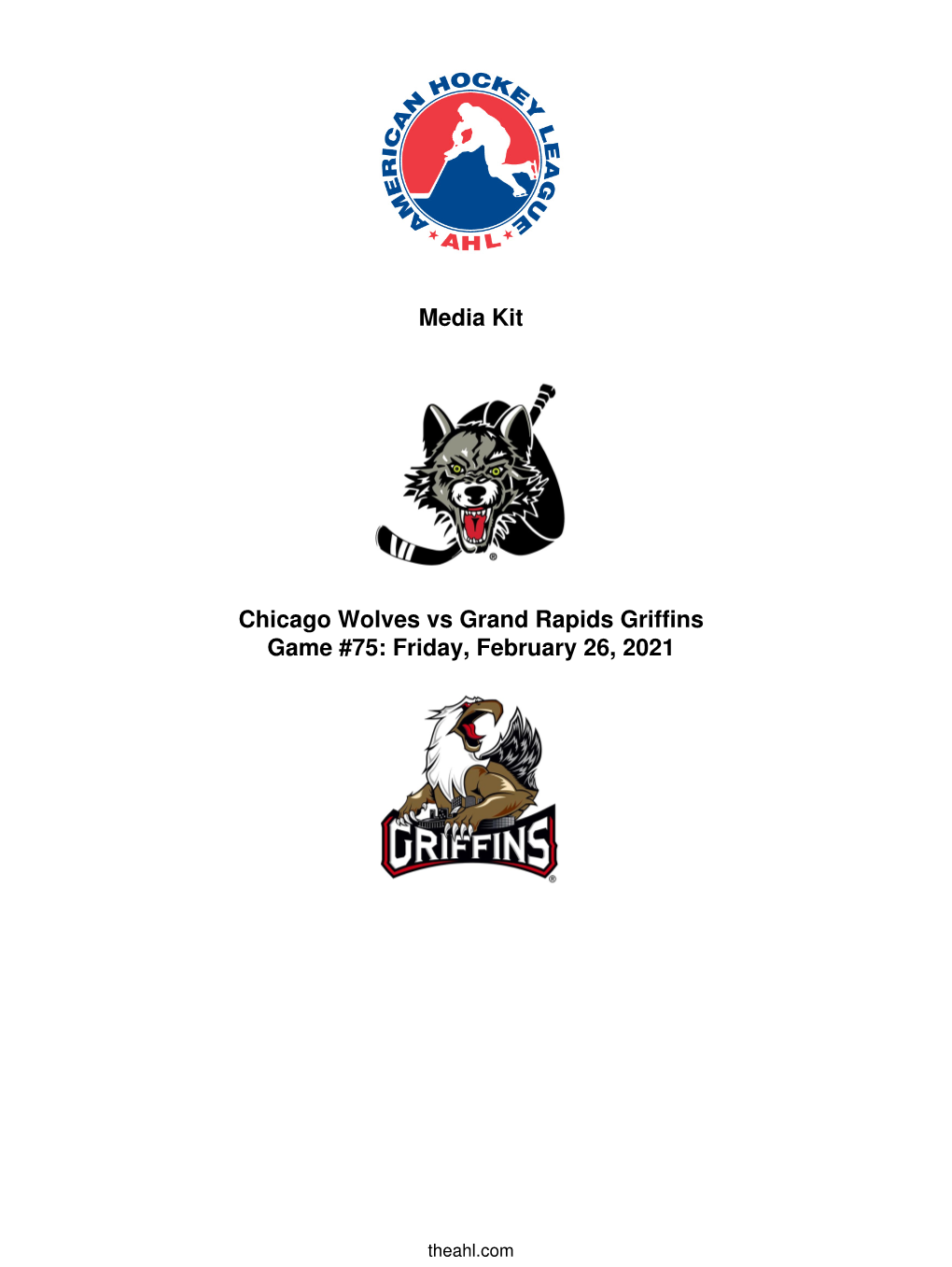 Media Kit Chicago Wolves Vs Grand Rapids Griffins Game #75: Friday