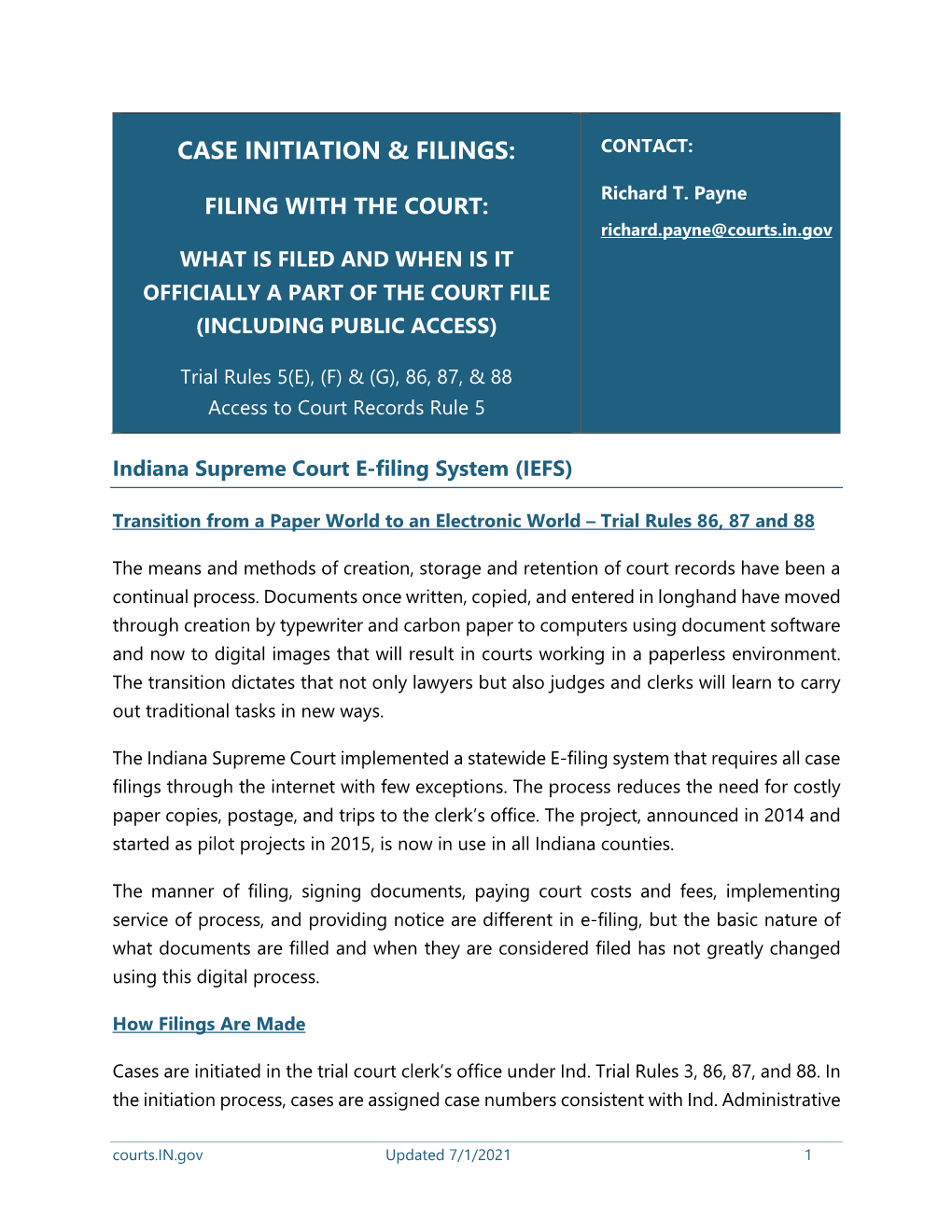 Case Initiation & Filings