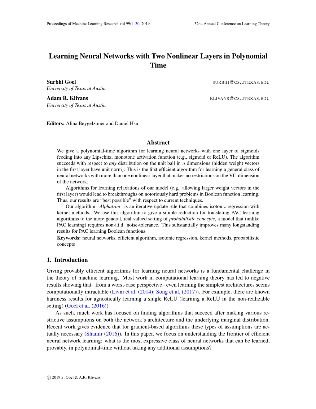 Learning Neural Networks with Two Nonlinear Layers in Polynomial Time