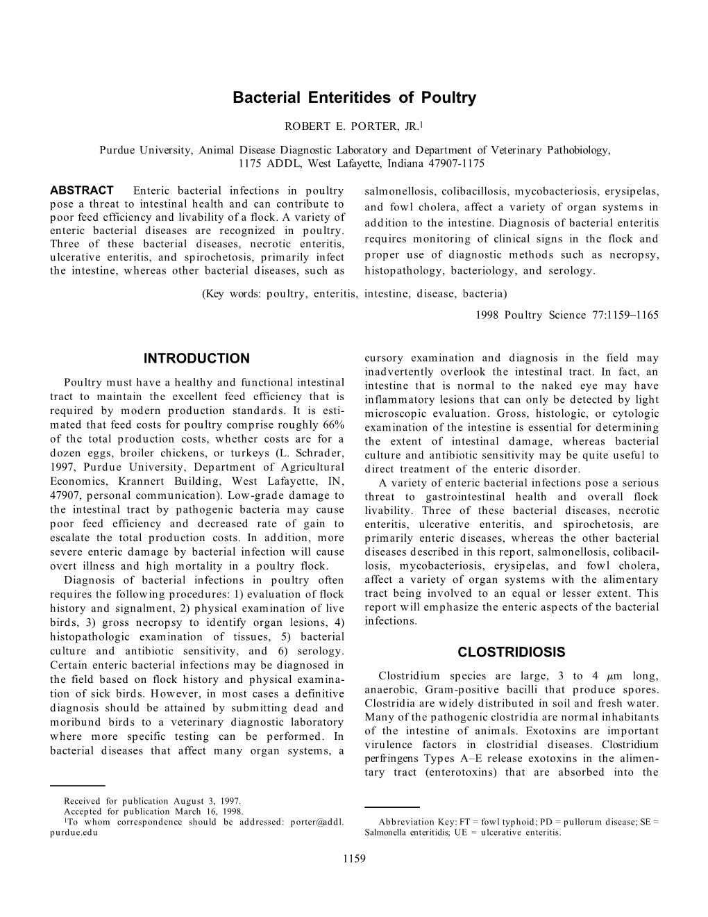 Bacterial Enteritides of Poultry