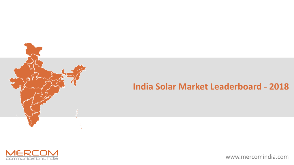 India Solar Market Leaderboard - 2018