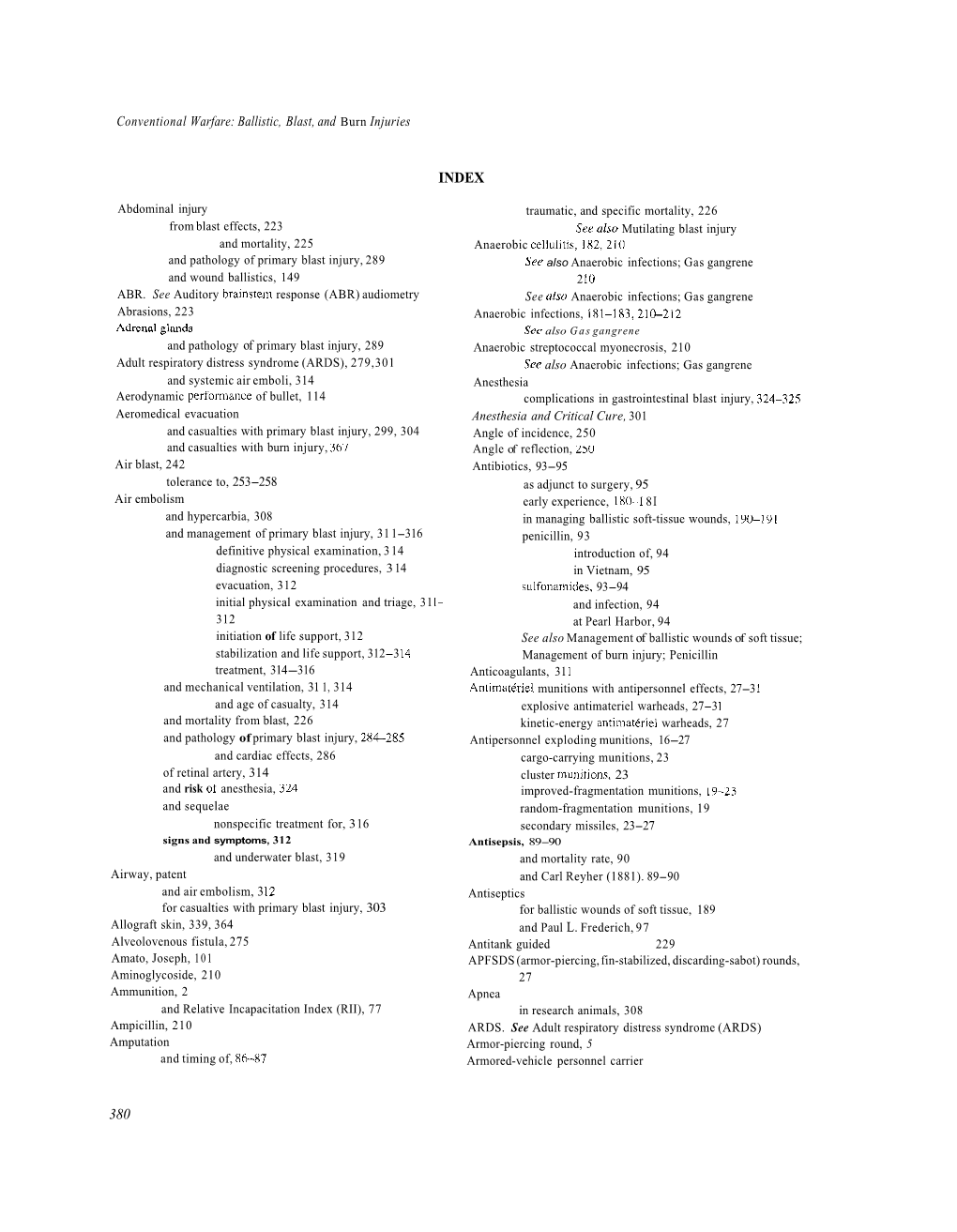 Conventional Warfare Ballistic, Blast and Burn Injuries, Index