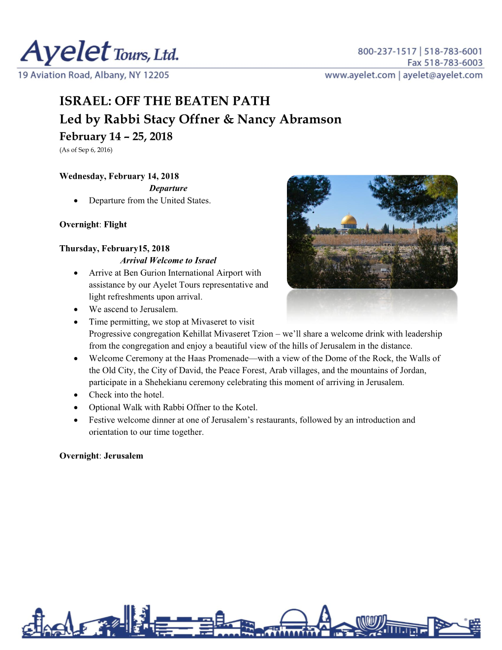 OFF the BEATEN PATH Led by Rabbi Stacy Offner & Nancy Abramson
