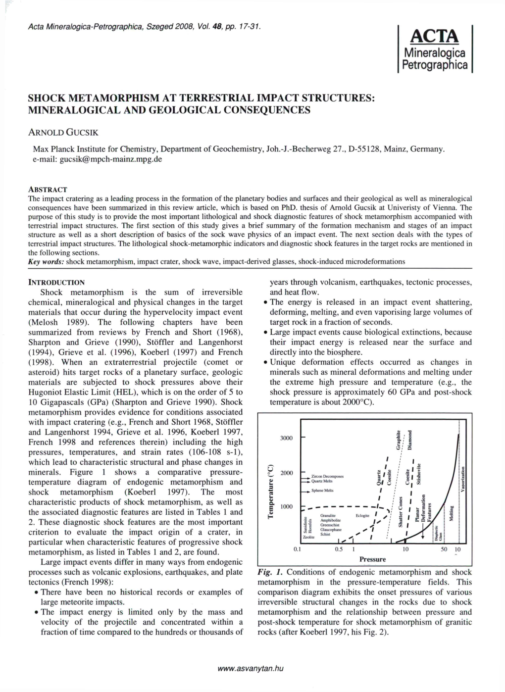 Mineralógica Petrographica SHOCK METAMORPHISM AT