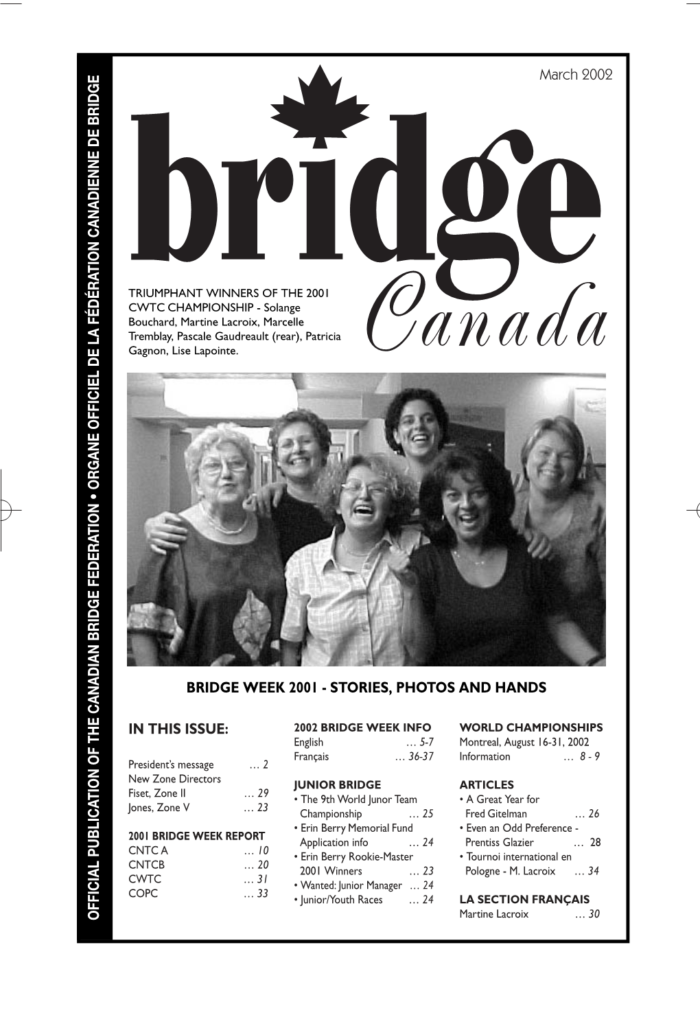 Official Publica Tion of the Canadian Bridge Federa Tion