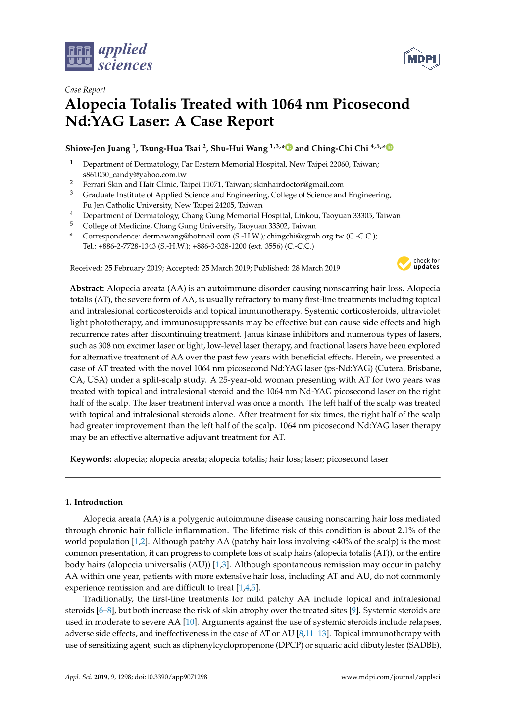 Alopecia Totalis Treated with 1064 Nm Picosecond Nd:YAG Laser: a Case Report