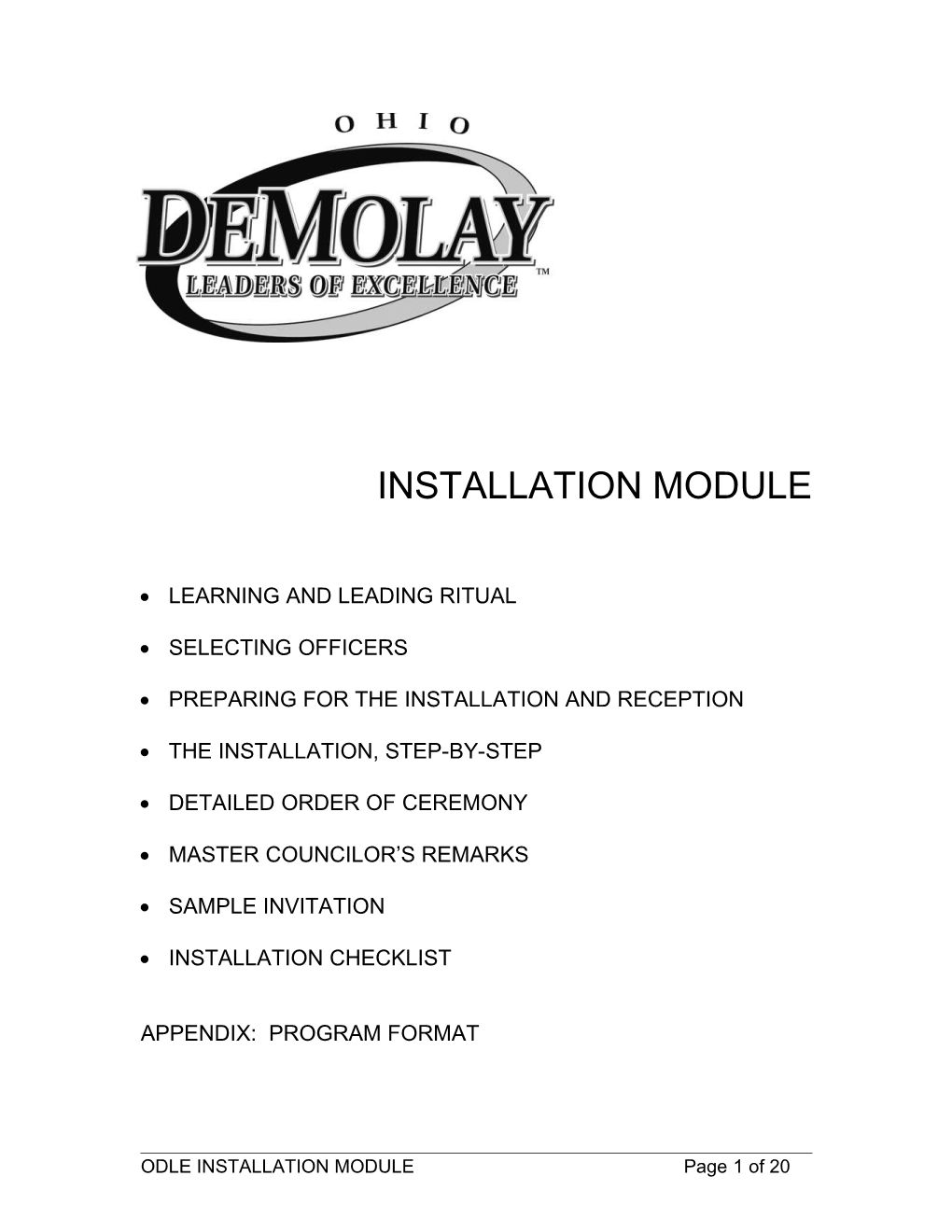 Installation Module Learning and Leading Ritual