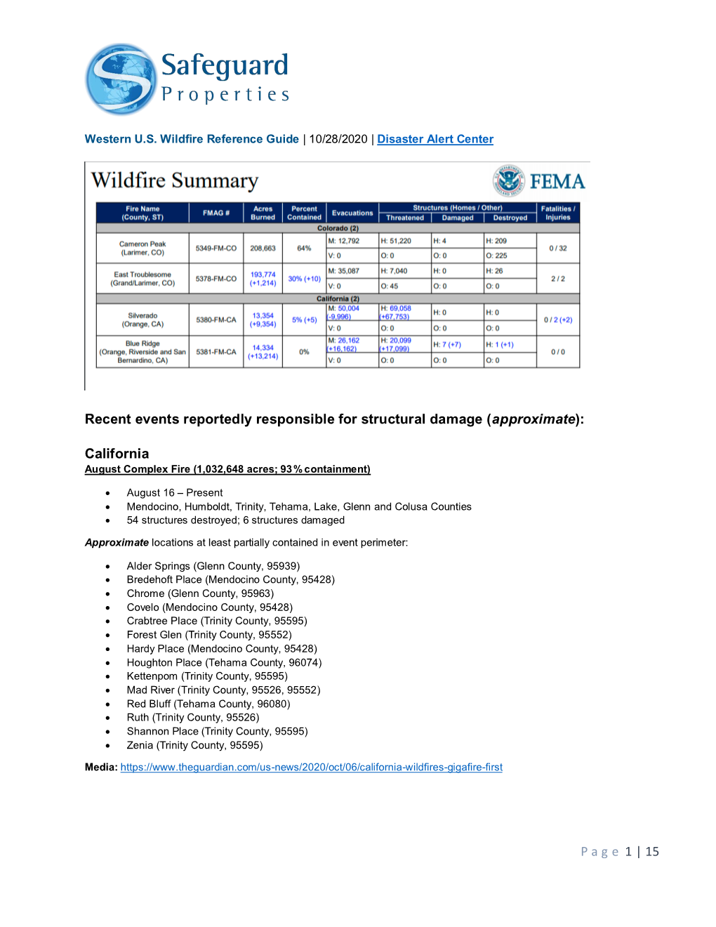 Safeguard Properties Western Wildfire Reference Guide