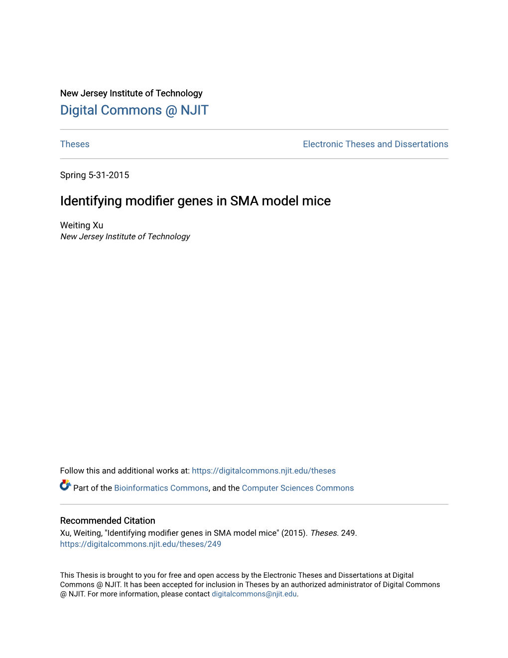 Identifying Modifier Genes in SMA Model Mice