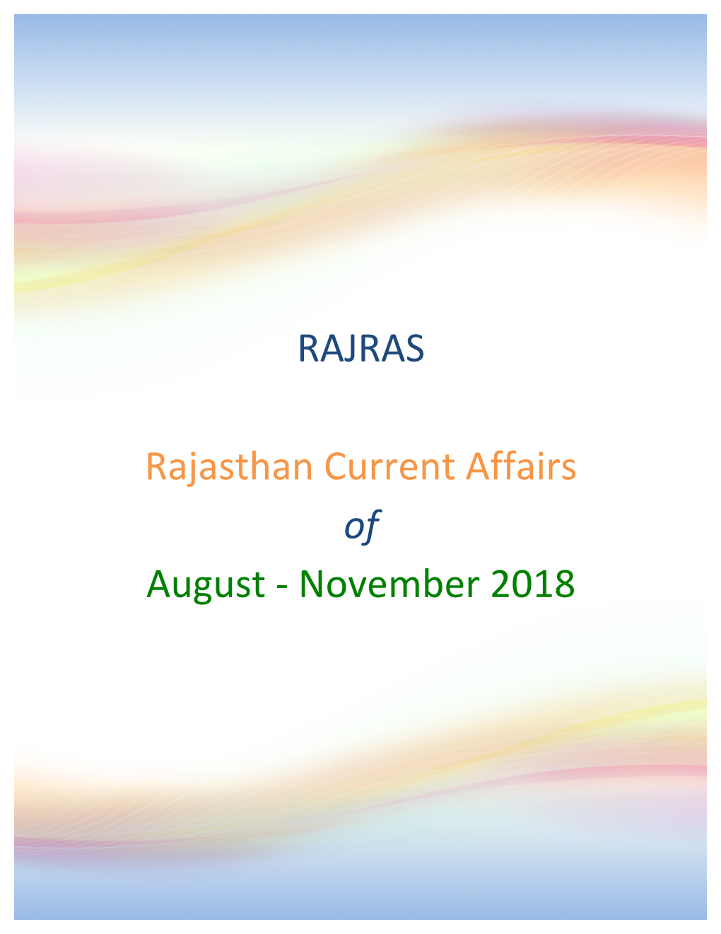 RAJRAS Rajasthan Current Affairs of August