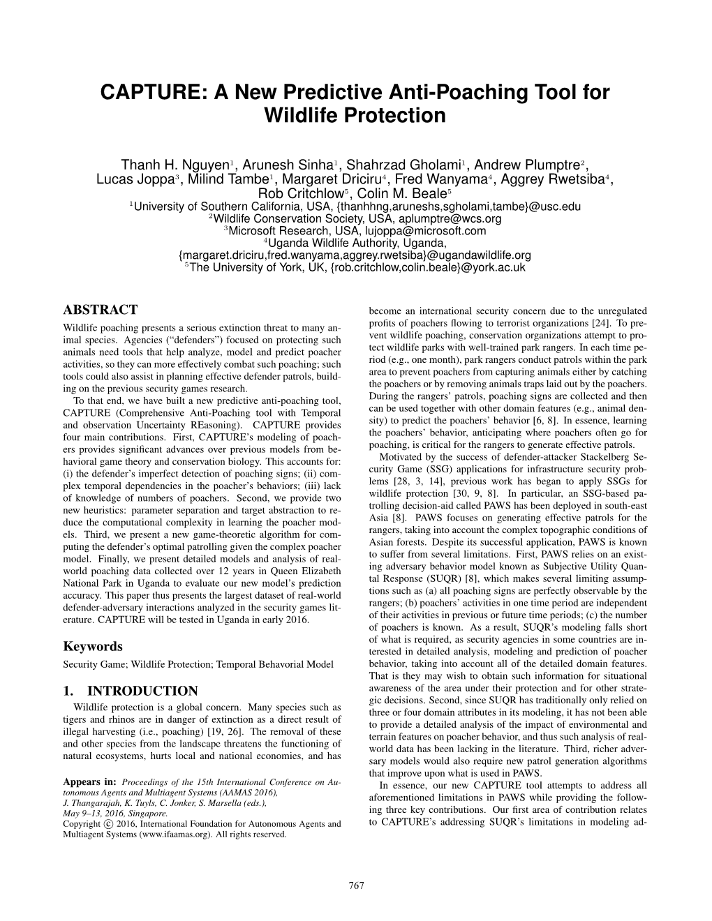 A New Predictive Anti-Poaching Tool for Wildlife Protection