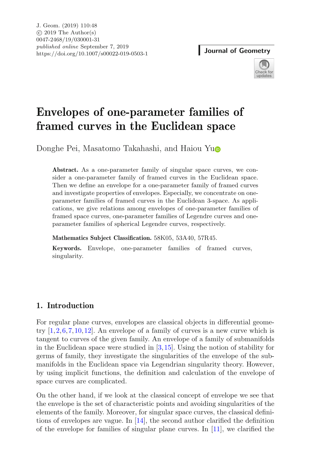 Envelopes of One-Parameter Families of Framed Curves in the Euclidean Space