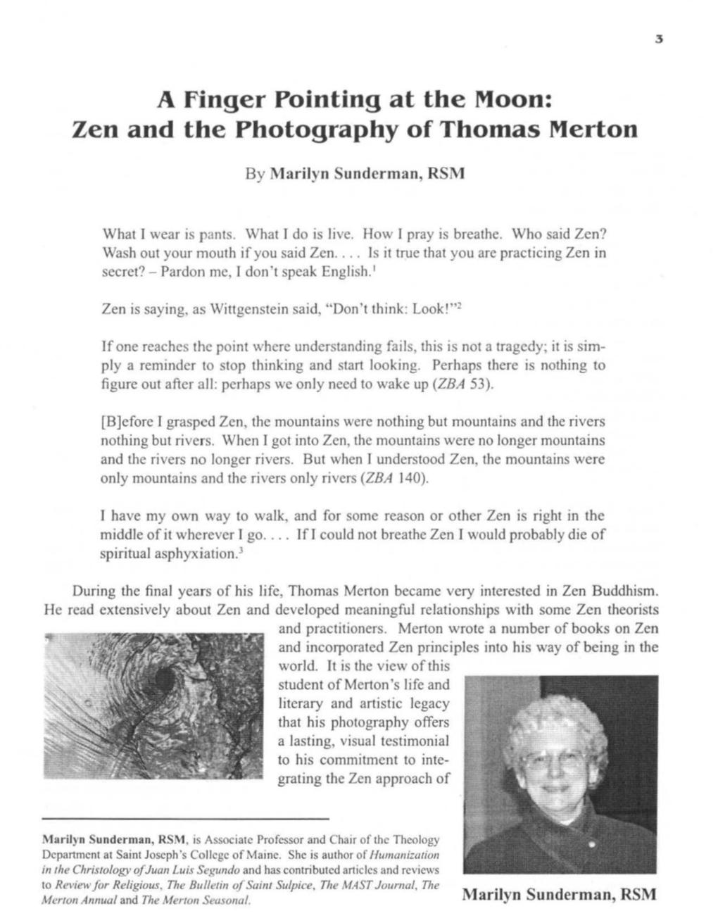 A Finger Pointing at the Moon: Zen and the Photography of Thomas Merton