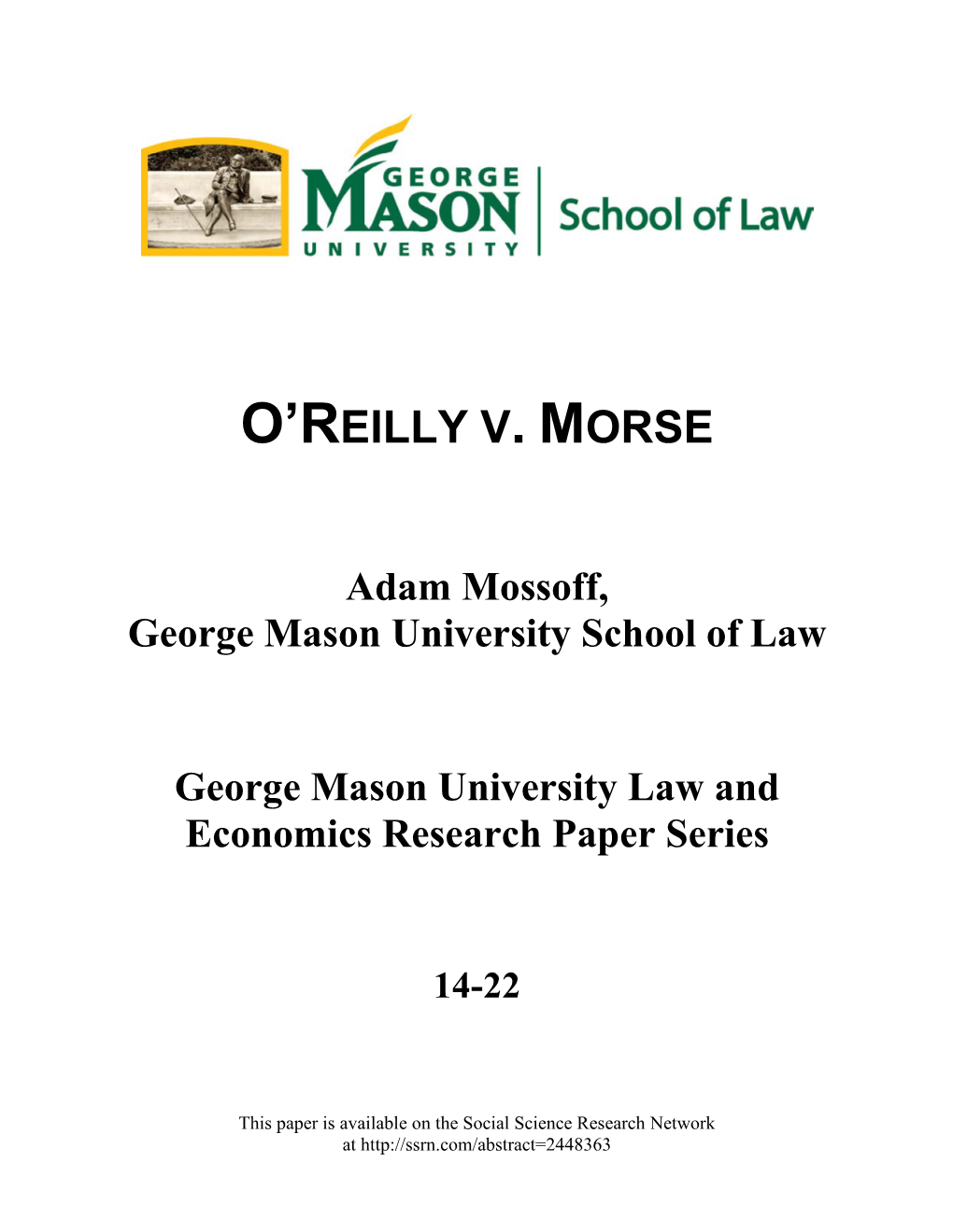 O'reilly V. Morse