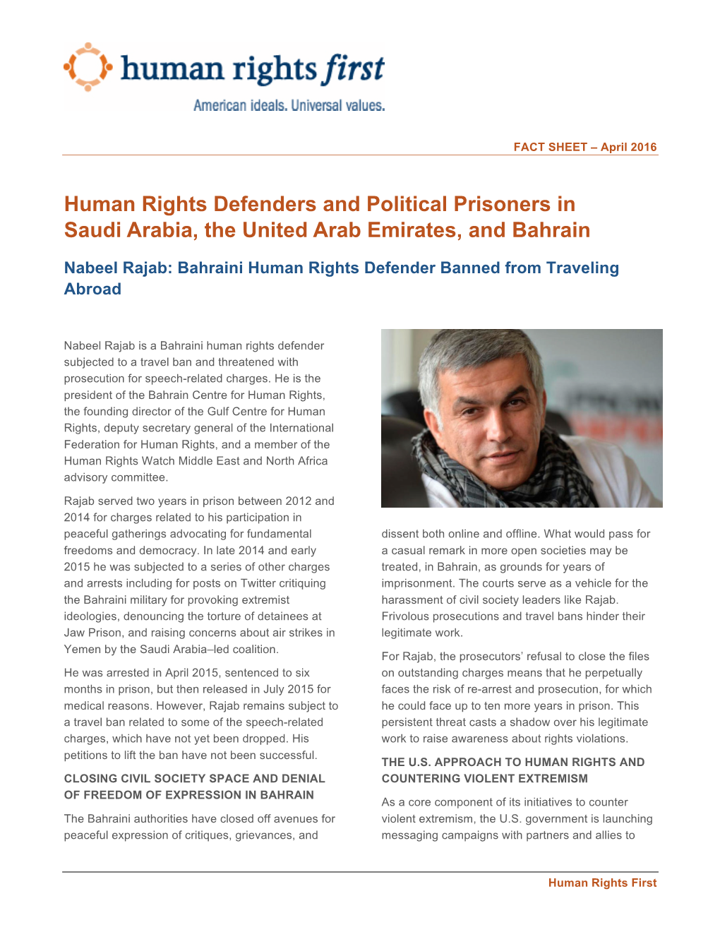 Human Rights Defenders and Political Prisoners in Saudi Arabia, the United Arab Emirates, and Bahrain