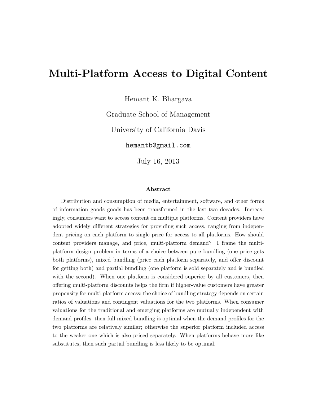 Multi-Platform Access to Digital Content