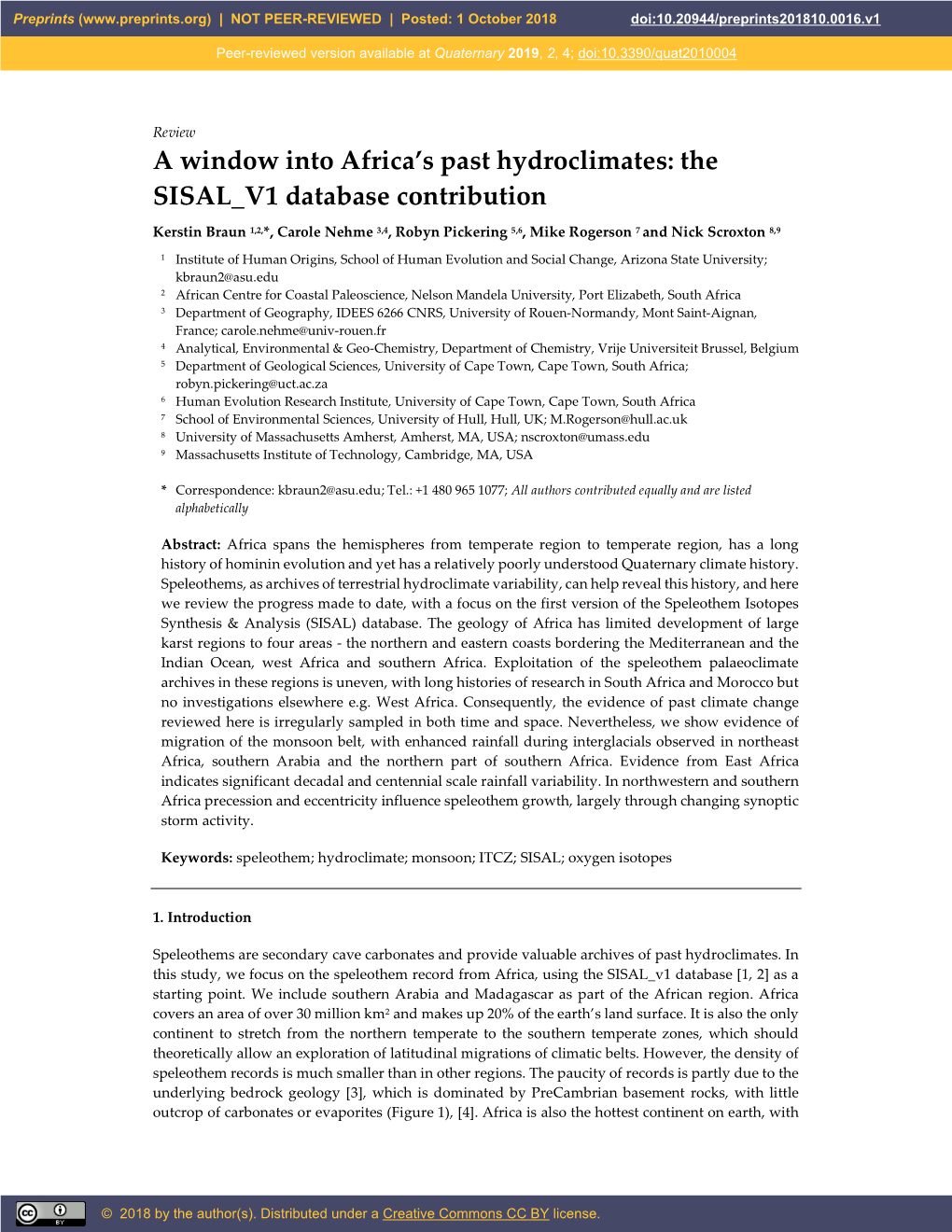 A Window Into Africa's Past Hydroclimates: The