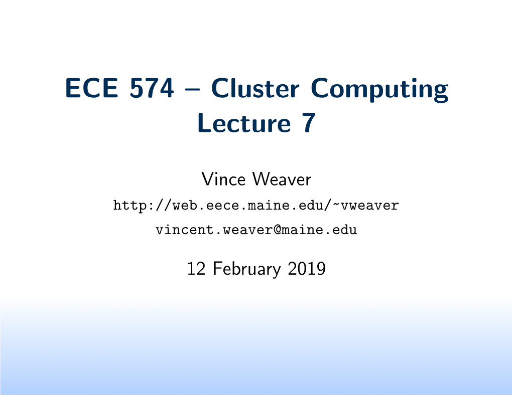 ECE 574 – Cluster Computing Lecture 7