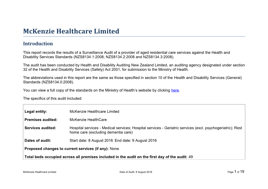 Mckenzie Healthcare Limited