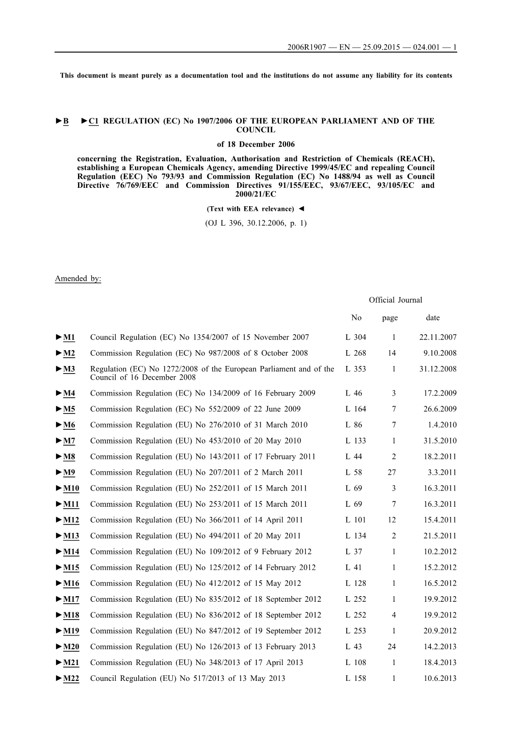 B C1 REGULATION (EC) No 1907/2006 of THE