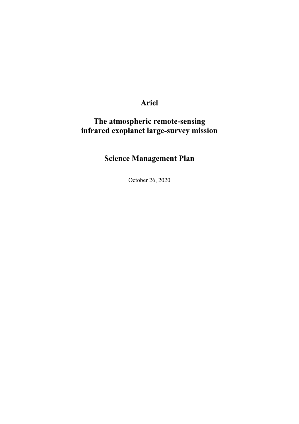 Ariel Science Management Plan