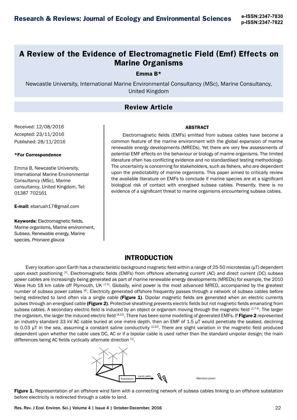 A Review of the Evidence of Electromagnetic Field (Emf) Effects