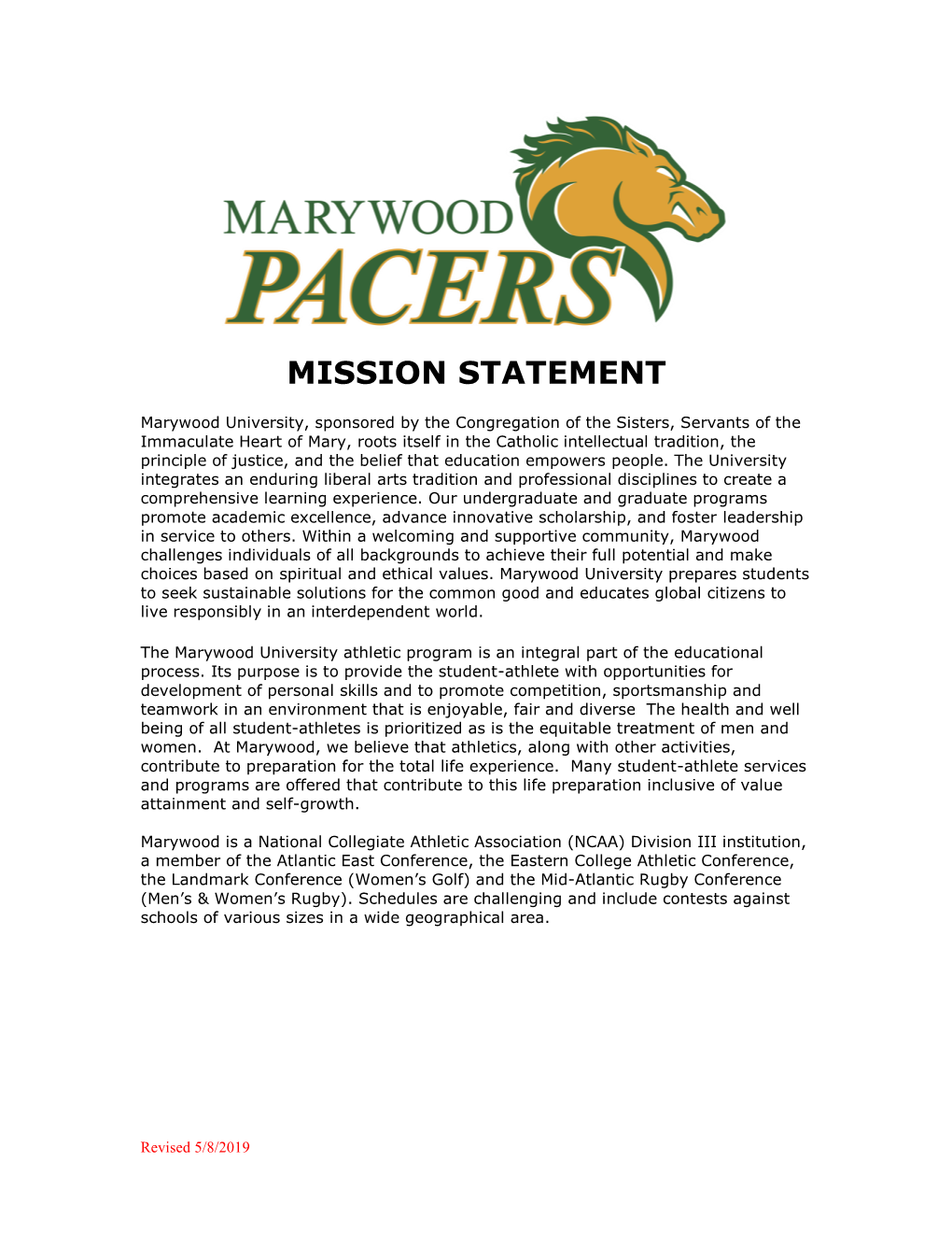 Athletic Mission Statement