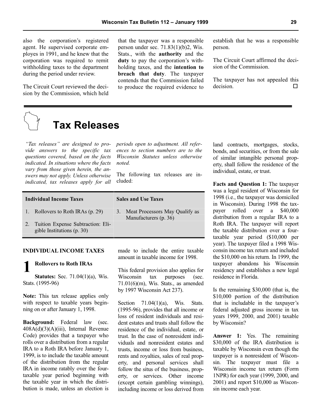 WTB No. 112 (Tax Releases