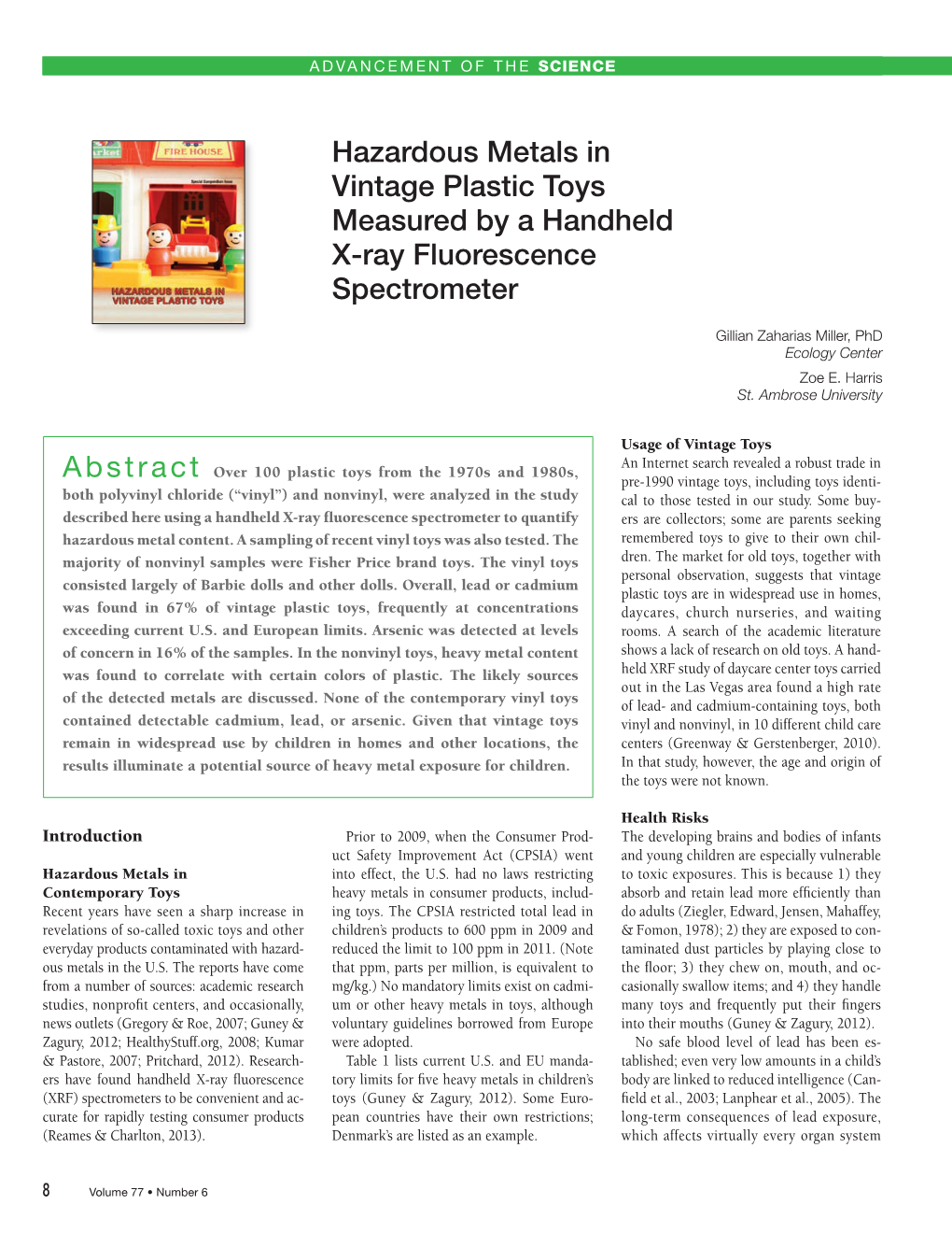 Hazardous Metals in Vintage Plastic Toys Measured by a Handheld X-Ray Fluorescence Spectrometer