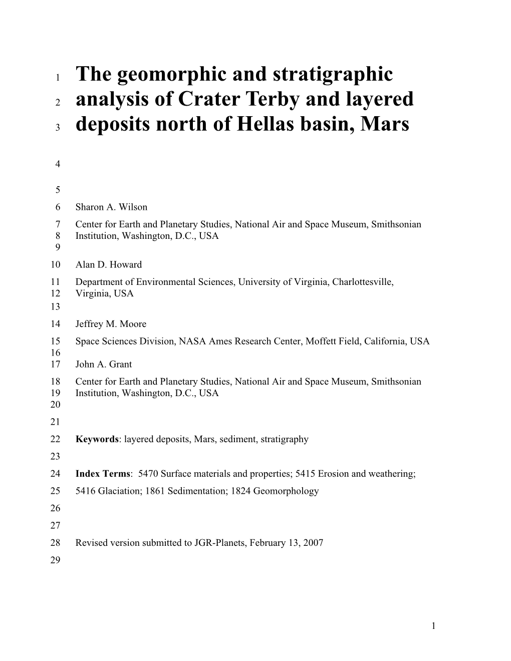 The Geomorphic and Stratigraphic Analysis of Crater Terby And