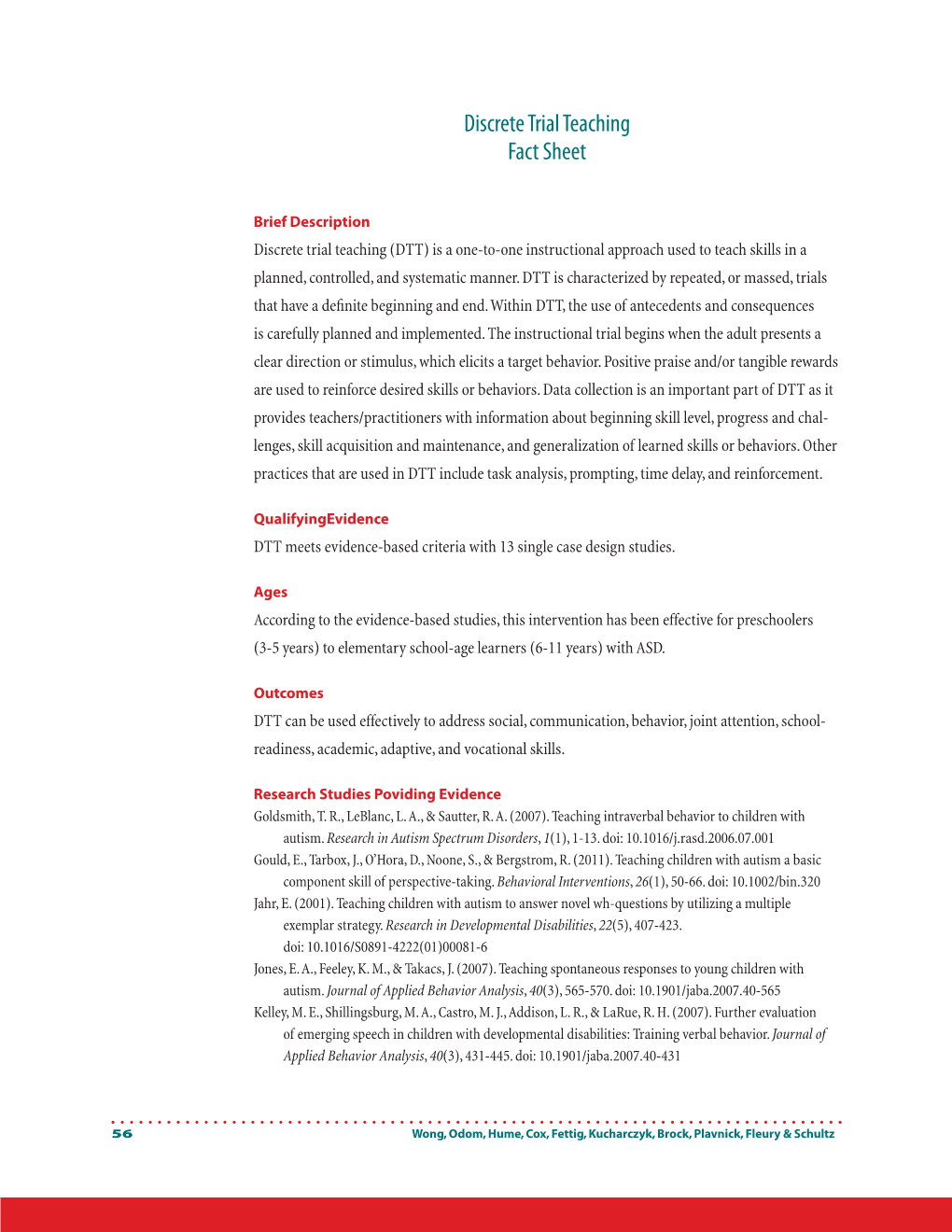 Discrete Trial Teaching Fact Sheet