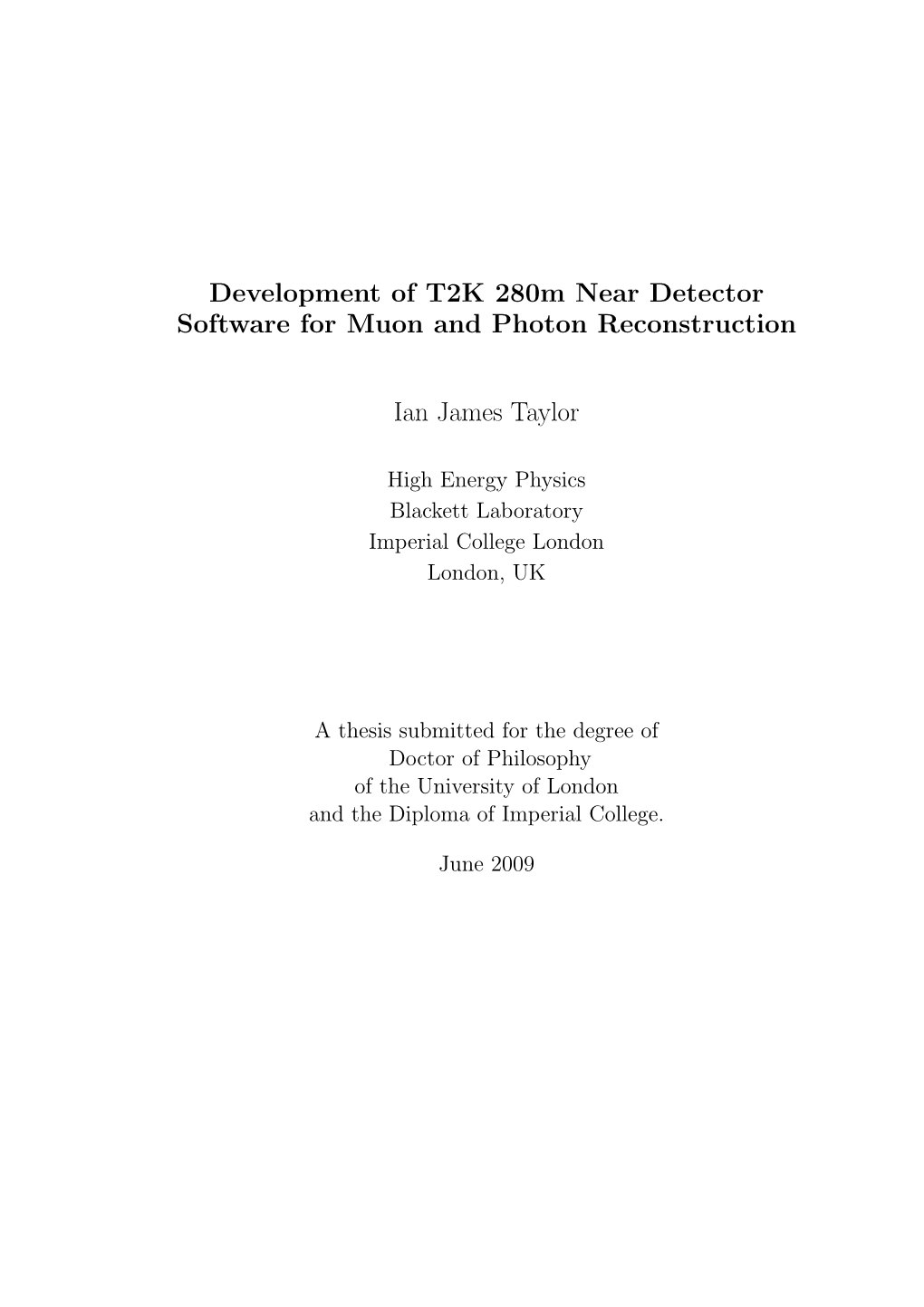 Development of T2K 280M Near Detector Software for Muon and Photon Reconstruction