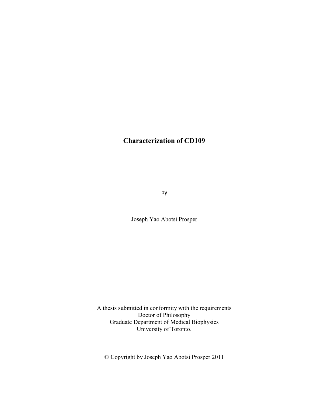 Characterization of CD109